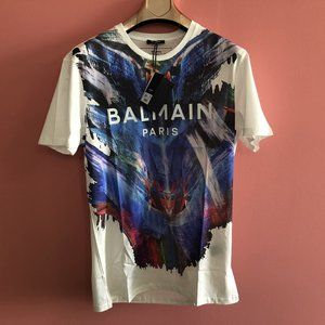 Balmain Men Chest Multi Color Printed T-Shirt "M"